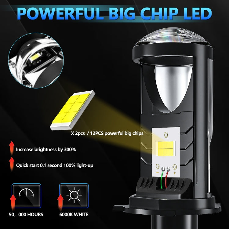 N4 1 paio di fari con lente LED bifocale mini H4 per auto, N4
