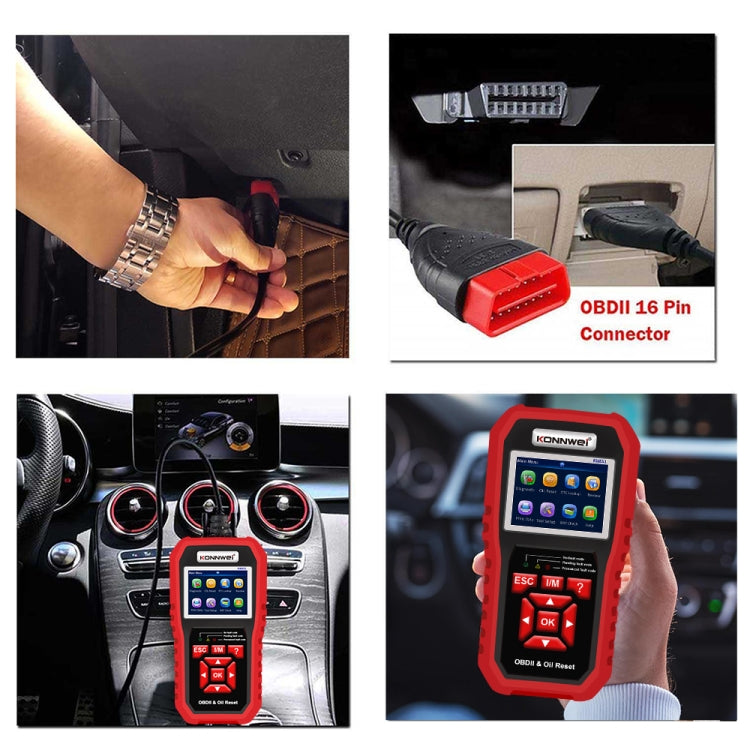 KONNWEI KW851 Ripristino della luce di servizio dell'olio dello strumento diagnostico per scanner OBDll per auto 2 in 1, KW851