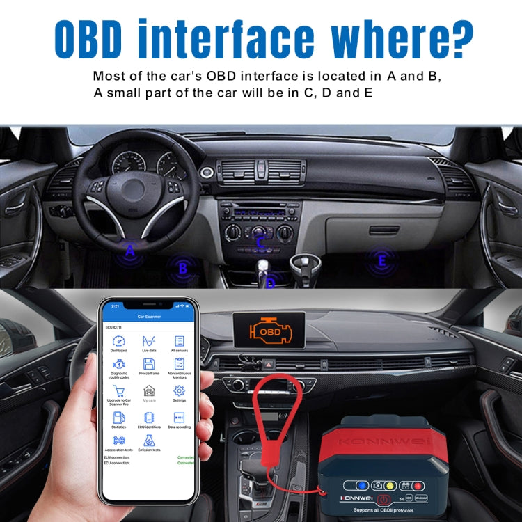 KONNWEI KW905 Bluetooth 5.0 Scanner OBD2 per auto Supporta Android e iOS, KW905