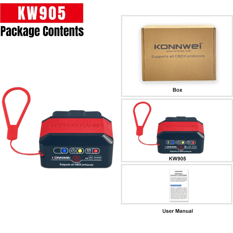 KONNWEI KW905 Bluetooth 5.0 Scanner OBD2 per auto Supporta Android e iOS, KW905