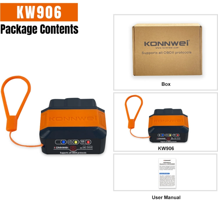 KONNWEI KW906 Bluetooth 5.0 Scanner OBD2 per auto Supporta Android e iOS, KW906