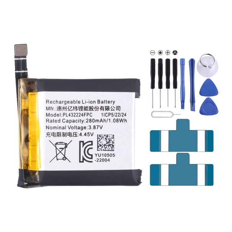 Battery Replacement, For Amazfit EVE PL432224FPC 280mAh, For Amazfit EVE EVE PL432224 280mAh