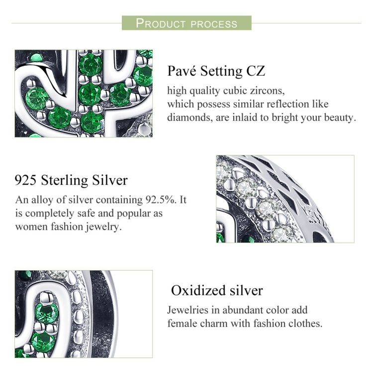 Ciondolo in argento sterling S925 Vigor Cactus Perline Bracciale fai da te Accessori per collane