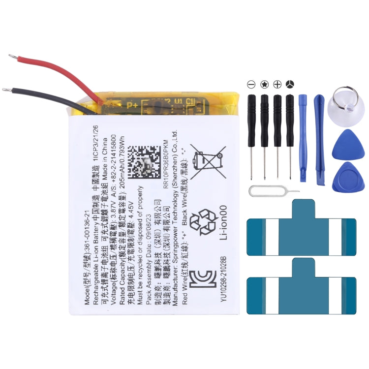 Battery Replacement, For Garmin Venu SQ 361-00136-21 205mAh, For Garmin Forerunner 158 361-00140-01 158mAh