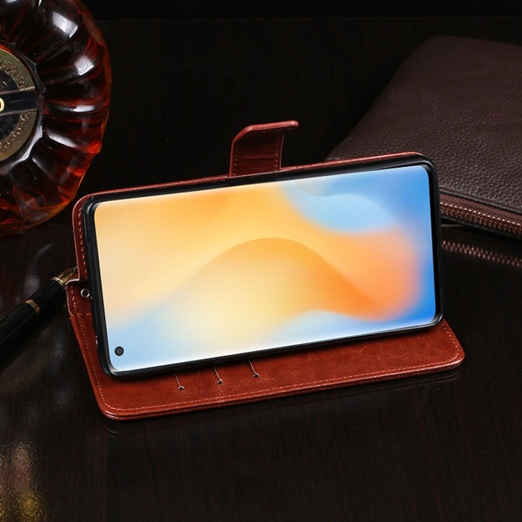 idewei Custodia in pelle a vibrazione orizzontale Crazy Horse Texture con supporto e slot per carte e portafoglio, For Vivo X50 Pro