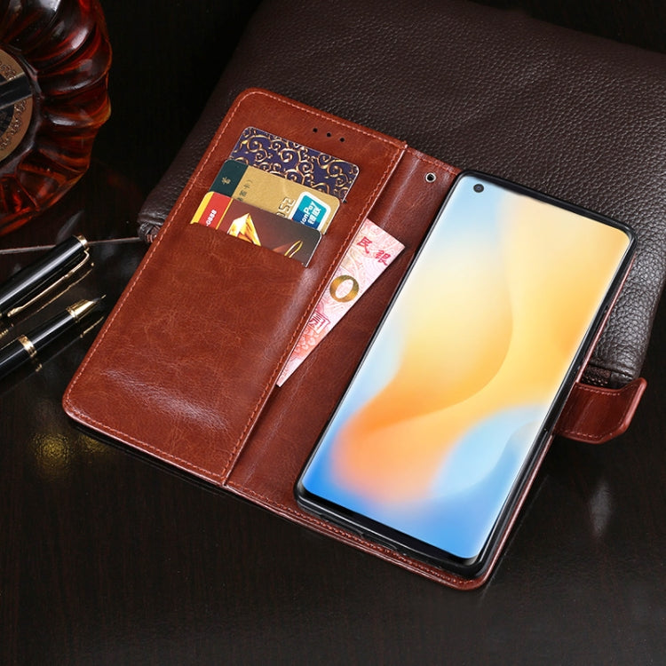 idewei Custodia in pelle a vibrazione orizzontale Crazy Horse Texture con supporto e slot per carte e portafoglio, For Vivo X50 Pro