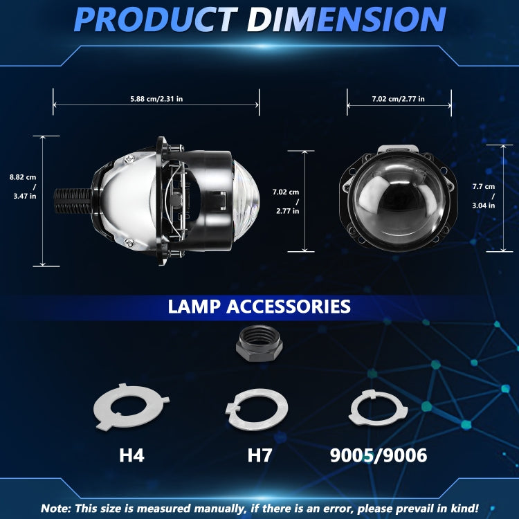 T02 1 paio di fari con lente LED bifocale per auto da 2,5 pollici, T02