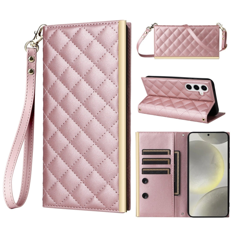 Custodia per telefono in pelle con ventosa rombica a tracolla, For Samsung Galaxy S25 Edge 5G, For Samsung Galaxy S24 / S25 5G, For Samsung Galaxy S24+ / S25+ 5G, For Samsung Galaxy S25 Ultra 5G