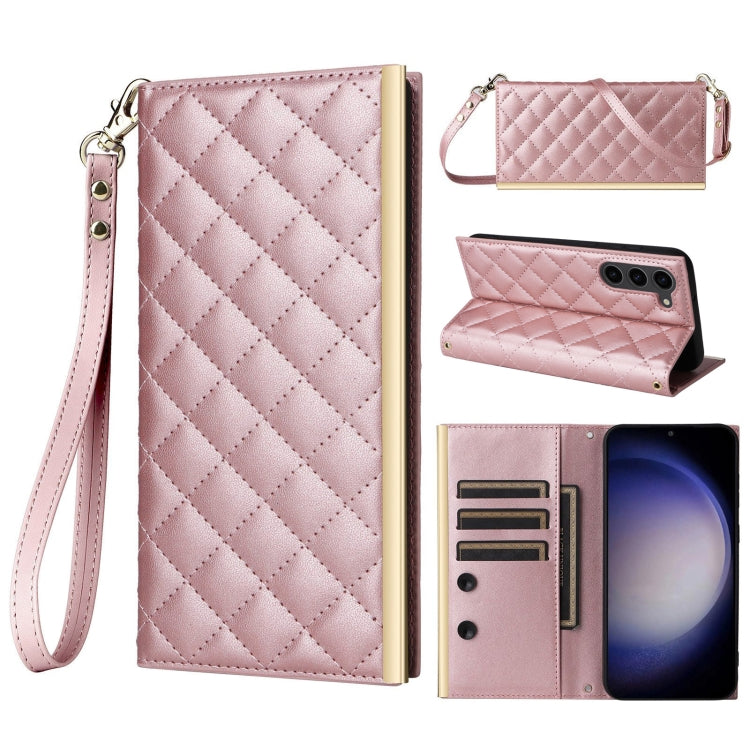 Custodia per telefono in pelle con ventosa rombica a tracolla, For Samsung Galaxy S23+ 5G, For Samsung Galaxy S23 5G, For Samsung Galaxy S20 FE, For Samsung Galaxy S22 Ultra 5G