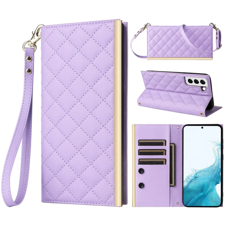 Custodia per telefono in pelle con ventosa rombica a tracolla, For Samsung Galaxy S22+ 5G, For Samsung Galaxy S22 5G, For Samsung Galaxy S21 FE 5G, For Samsung Galaxy S21 5G