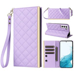 Custodia per telefono in pelle con ventosa rombica a tracolla, For Samsung Galaxy S22+ 5G, For Samsung Galaxy S22 5G, For Samsung Galaxy S21 FE 5G, For Samsung Galaxy S21 5G