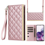Custodia per telefono in pelle con ventosa rombica a tracolla, For Samsung Galaxy S21+ 5G, For Samsung Galaxy S21 Ultra 5G, For Samsung Galaxy S20 Ultra, For Samsung Galaxy S20