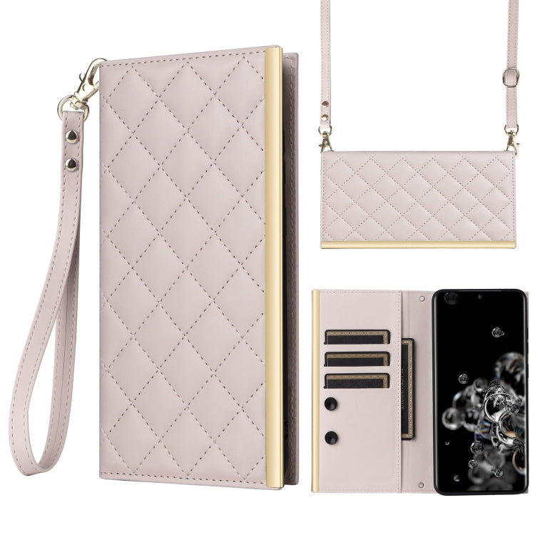 Custodia per telefono in pelle con ventosa rombica a tracolla, For Samsung Galaxy S21+ 5G, For Samsung Galaxy S21 Ultra 5G, For Samsung Galaxy S20 Ultra, For Samsung Galaxy S20
