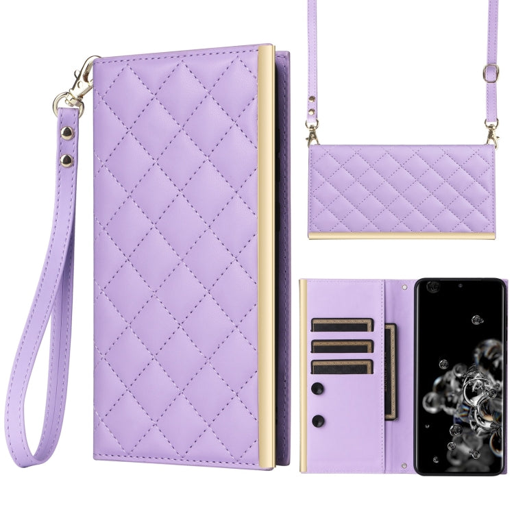 Custodia per telefono in pelle con ventosa rombica a tracolla, For Samsung Galaxy S21+ 5G, For Samsung Galaxy S21 Ultra 5G, For Samsung Galaxy S20 Ultra, For Samsung Galaxy S20