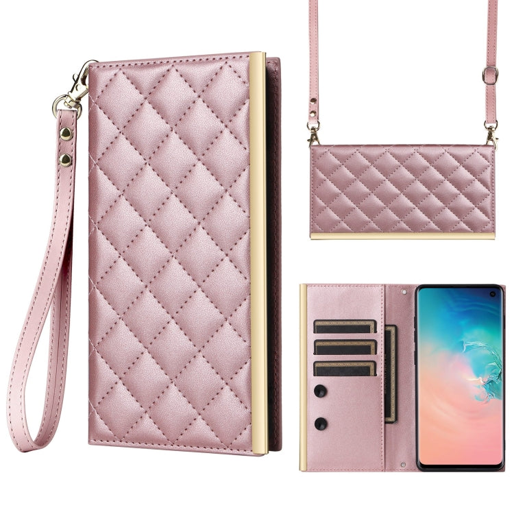 Custodia per telefono in pelle con ventosa rombica a tracolla, For Samsung Galaxy S20+, For Samsung Galaxy S10e, For Samsung Galaxy S10+, For Samsung Galaxy S10