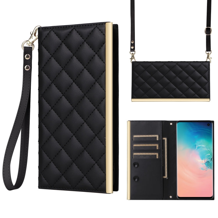 Custodia per telefono in pelle con ventosa rombica a tracolla, For Samsung Galaxy S20+, For Samsung Galaxy S10e, For Samsung Galaxy S10+, For Samsung Galaxy S10