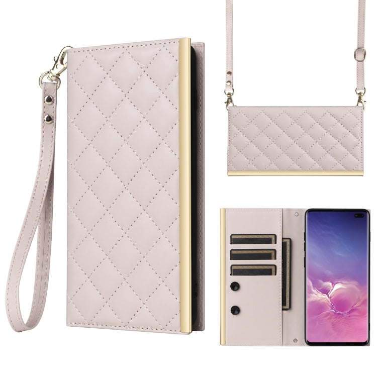 Custodia per telefono in pelle con ventosa rombica a tracolla, For Samsung Galaxy S20+, For Samsung Galaxy S10e, For Samsung Galaxy S10+, For Samsung Galaxy S10