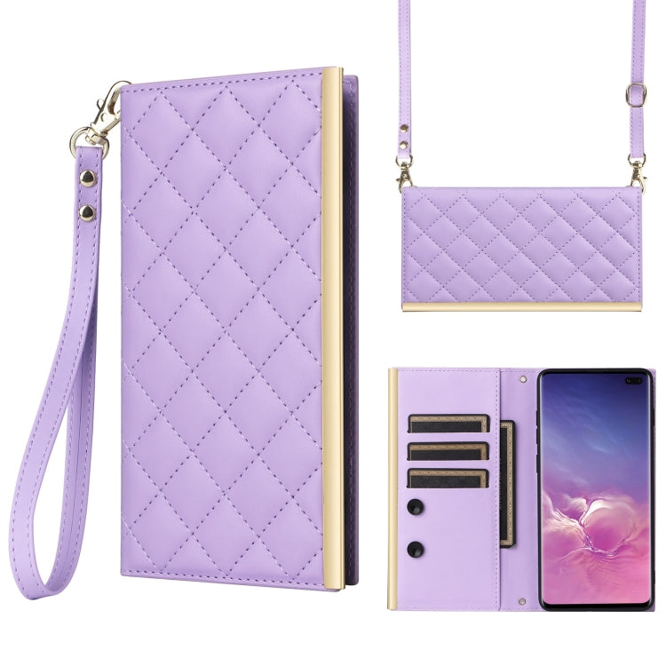 Custodia per telefono in pelle con ventosa rombica a tracolla, For Samsung Galaxy S20+, For Samsung Galaxy S10e, For Samsung Galaxy S10+, For Samsung Galaxy S10