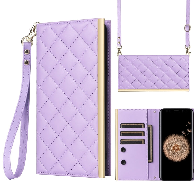 Custodia per telefono in pelle con ventosa rombica a tracolla, For Samsung Galaxy S9+, For Samsung Galaxy S9