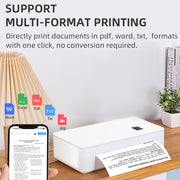 Mini stampante termica portatile Bluetooth HD A4 per studio in ufficio domestico, US Plug, EU Plug, UK Plug, AU Plug