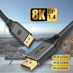 Cavo di collegamento DisplayPort 1.4 maschio-maschio 8K HDR 60Hz 32,4 Gbps, 2m, 3m, 5m