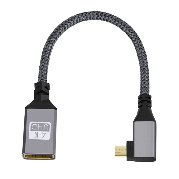 Cavo di collegamento da micro HDMI maschio a gomito a HDMI femmina 4K UHD 18 Gbps, 20cm