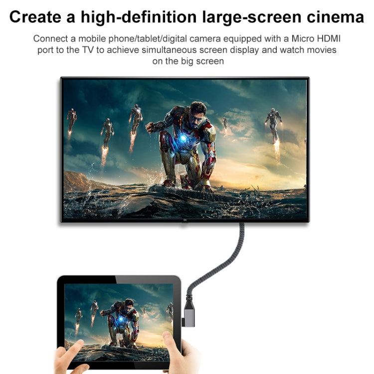 Cavo di collegamento da micro HDMI maschio a gomito a HDMI femmina 4K UHD 18 Gbps, 20cm