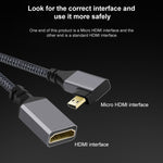 Cavo di collegamento da micro HDMI maschio a gomito a HDMI femmina 4K UHD 18 Gbps, 20cm