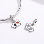 Accessori per collana braccialetto fai-da-te con ciondolo a forma di cuore rosso in argento sterling S925