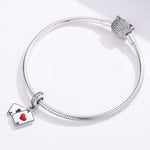 Accessori per collana braccialetto fai-da-te con ciondolo a forma di cuore rosso in argento sterling S925