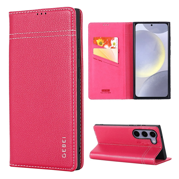 Custodia per telefono in pelle con chiusura orizzontale a grana fine GEBEI, For Galaxy S24 Ultra 5G, For Galaxy S24+ 5G, For Galaxy S24 5G