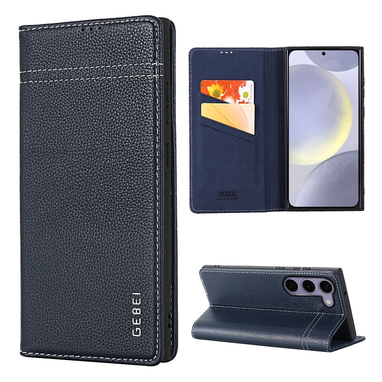 Custodia per telefono in pelle con chiusura orizzontale a grana fine GEBEI, For Galaxy S24 Ultra 5G, For Galaxy S24+ 5G, For Galaxy S24 5G