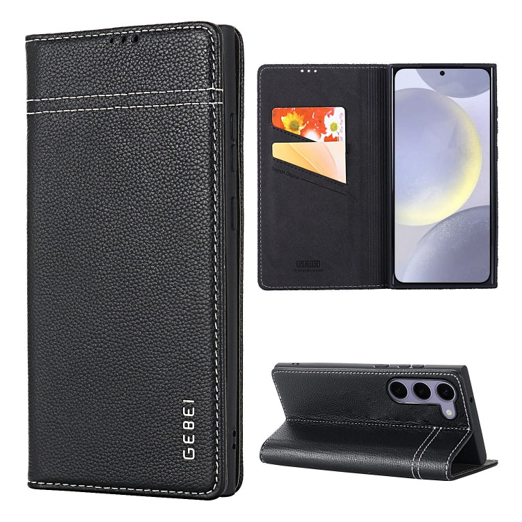 Custodia per telefono in pelle con chiusura orizzontale a grana fine GEBEI, For Galaxy S24 Ultra 5G, For Galaxy S24+ 5G, For Galaxy S24 5G