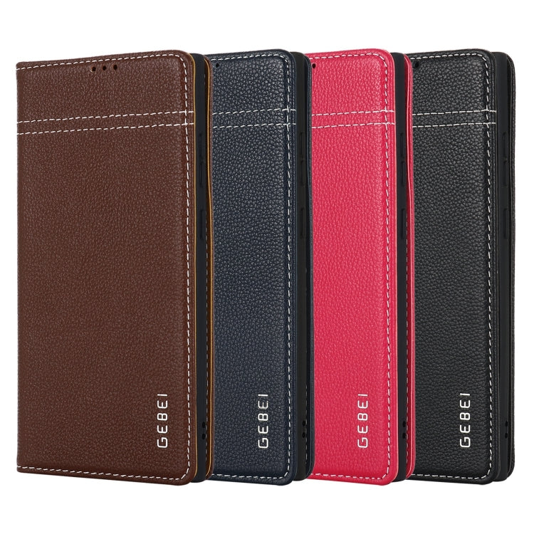 Custodia per telefono in pelle con chiusura orizzontale a grana fine GEBEI, For Galaxy S26+ 5G, For Galaxy S26 Ultra 5G, For Galaxy S26 5G, For Galaxy S25 5G, For Galaxy S25+ 5G, For Galaxy S25 Ultra 5G