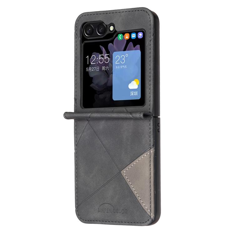 Custodia per telefono antiurto PU + PC con texture rombo, For Galaxy Z Flip8 5G, For Samsung Galaxy Z Flip7 FE / Flip6, For Samsung Galaxy Z Flip7, For Samsung Galaxy Z Flip5