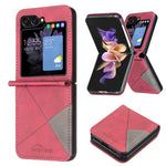 Custodia per telefono antiurto PU + PC con texture rombo, For Galaxy Z Flip8 5G, For Samsung Galaxy Z Flip7 FE / Flip6, For Samsung Galaxy Z Flip7, For Samsung Galaxy Z Flip5