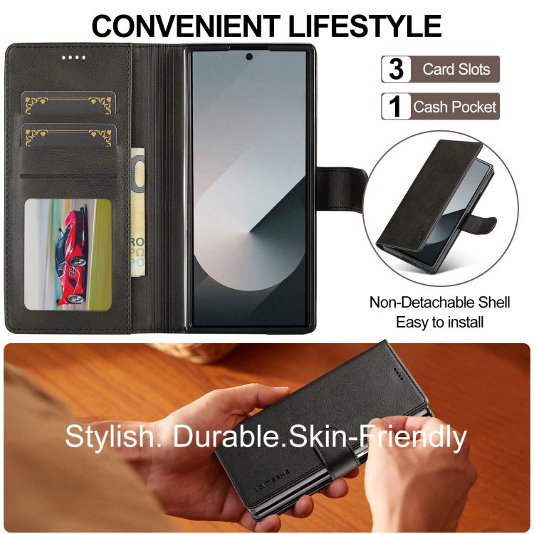 Custodia per telefono in pelle texture vitello LC.IMEEKE, For Samsung Galaxy Z Fold7 5G, For Samsung Galaxy Z Flip7 5G, For Samsung Galaxy Z Fold6 5G