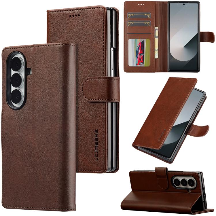 Custodia per telefono in pelle texture vitello LC.IMEEKE, For Samsung Galaxy Z Fold7 5G, For Samsung Galaxy Z Flip7 5G, For Samsung Galaxy Z Fold6 5G