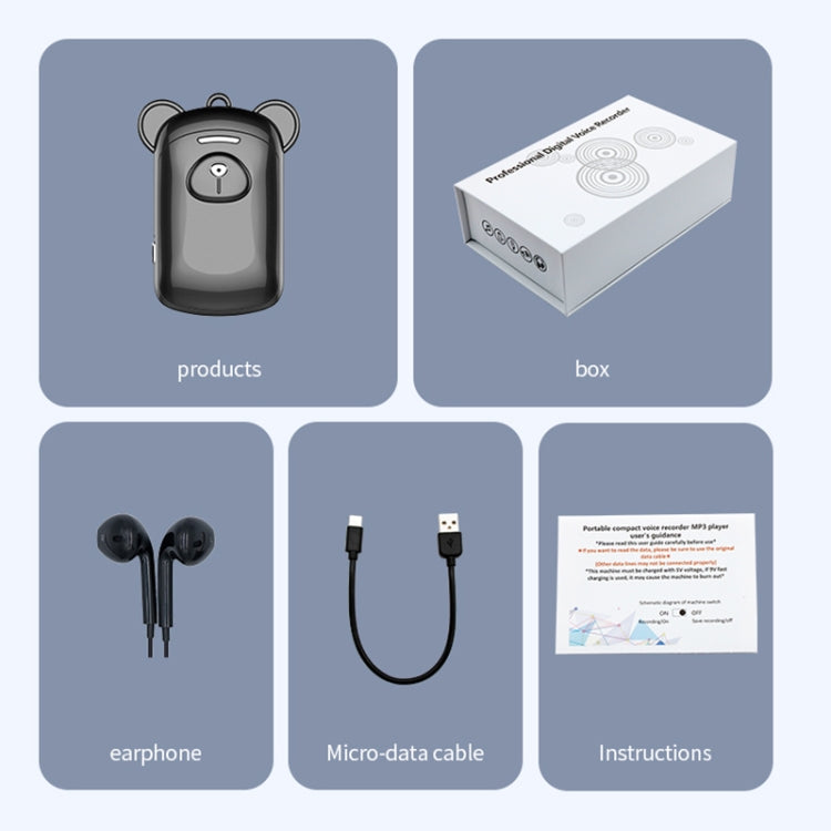 Registratore vocale JNN Q6 Bear con cancellazione rumore 32GB