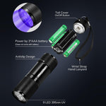 Mini torcia con rilevamento dei raggi ultravioletti da 395 nm a 9 LED, 9 LEDs UV-ray
