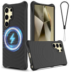 Custodia per telefono in silicone liquido magnetico MagSafe Wave Texture, For Samsung Galaxy S25+ 5G, For Samsung Galaxy S25 Ultra 5G, For Samsung Galaxy S24 FE 5G, For Samsung Galaxy S24 Ultra 5G