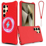 Custodia per telefono in silicone liquido magnetico MagSafe Wave Texture, For Samsung Galaxy S25+ 5G, For Samsung Galaxy S25 Ultra 5G, For Samsung Galaxy S24 FE 5G, For Samsung Galaxy S24 Ultra 5G