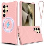 Custodia per telefono in silicone liquido magnetico MagSafe Wave Texture, For Samsung Galaxy S25+ 5G, For Samsung Galaxy S25 Ultra 5G, For Samsung Galaxy S24 FE 5G, For Samsung Galaxy S24 Ultra 5G