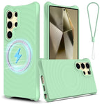 Custodia per telefono in silicone liquido magnetico MagSafe Wave Texture, For Samsung Galaxy S25+ 5G, For Samsung Galaxy S25 Ultra 5G, For Samsung Galaxy S24 FE 5G, For Samsung Galaxy S24 Ultra 5G