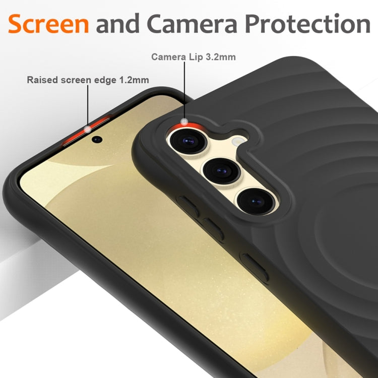 Custodia per telefono in silicone liquido magnetico MagSafe Wave Texture, For Samsung Galaxy S25+ 5G, For Samsung Galaxy S25 Ultra 5G, For Samsung Galaxy S24 FE 5G, For Samsung Galaxy S24 Ultra 5G