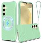 Custodia per telefono in silicone liquido magnetico MagSafe Wave Texture, For Samsung Galaxy S25+ 5G, For Samsung Galaxy S25 Ultra 5G, For Samsung Galaxy S24 FE 5G, For Samsung Galaxy S24 Ultra 5G