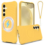 Custodia per telefono in silicone liquido magnetico MagSafe Wave Texture, For Samsung Galaxy S25+ 5G, For Samsung Galaxy S25 Ultra 5G, For Samsung Galaxy S24 FE 5G, For Samsung Galaxy S24 Ultra 5G