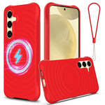 Custodia per telefono in silicone liquido magnetico MagSafe Wave Texture, For Samsung Galaxy S25+ 5G, For Samsung Galaxy S25 Ultra 5G, For Samsung Galaxy S24 FE 5G, For Samsung Galaxy S24 Ultra 5G