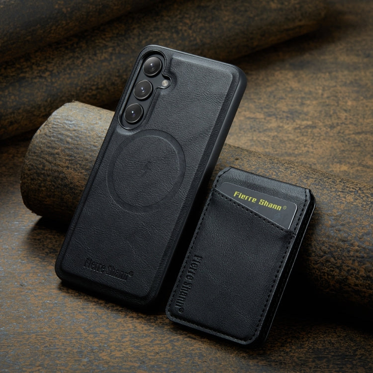 Custodia per telefono con porta carte magnetica in pelle di mucca Fierre Shann Oil Wax, For Samsung Galaxy S24+ 5G, For Samsung Galaxy S23 FE 5G, For Samsung Galaxy S23 Ultra 5G, For Samsung Galaxy S22 Ultra 5G