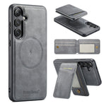 Custodia per telefono con porta carte magnetica in pelle di mucca Fierre Shann Oil Wax, For Samsung Galaxy S24+ 5G, For Samsung Galaxy S23 FE 5G, For Samsung Galaxy S23 Ultra 5G, For Samsung Galaxy S22 Ultra 5G